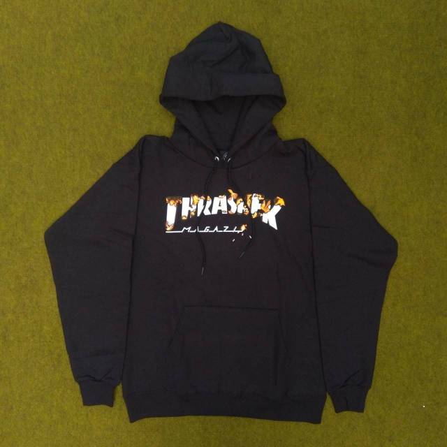 Thrasher intro burner hoodie black ss19 100% original