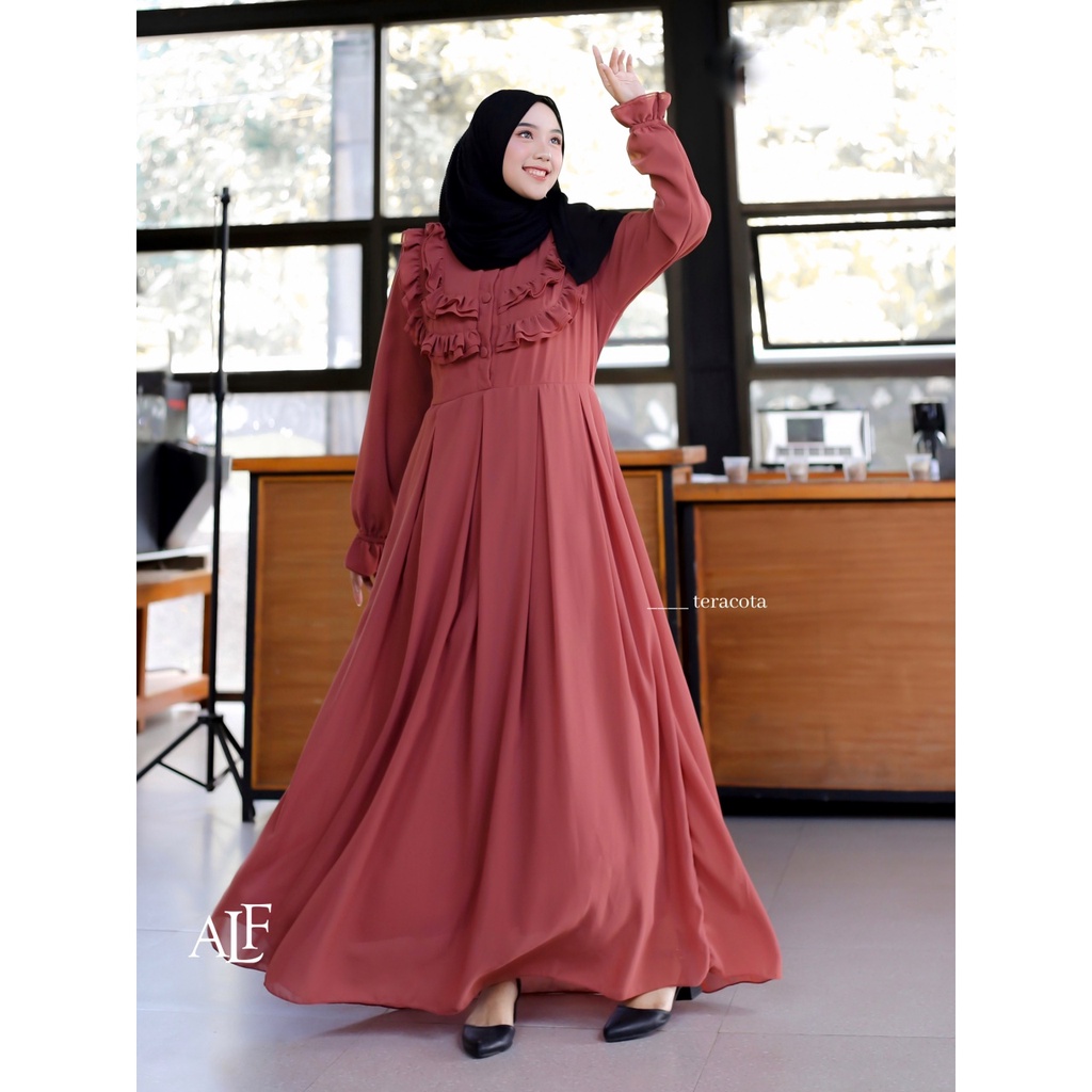 Alfaina Shabira Dress Gamis Maxy Rempel Dada Jumbo Size