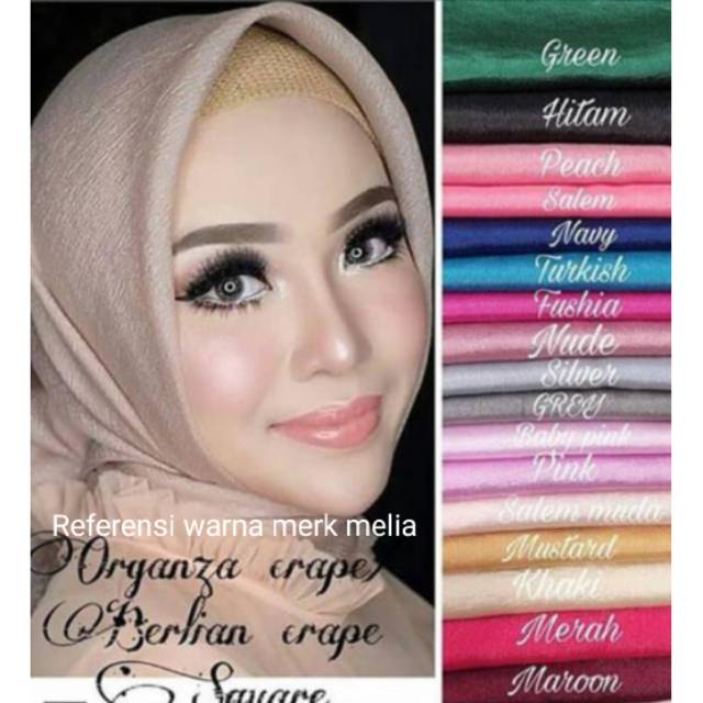 Segi empat organza crepe / mono crepe /berlian crepe/bugis crepe segi empat hijab kerudung