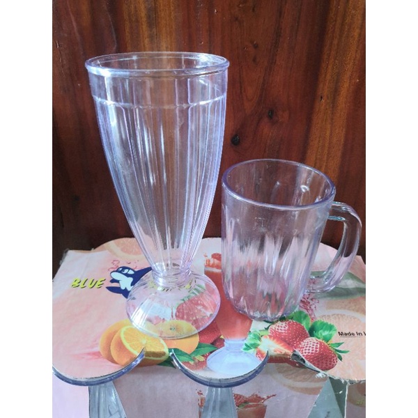 gelas jus  gagang plastik akrilik mika bening tebal