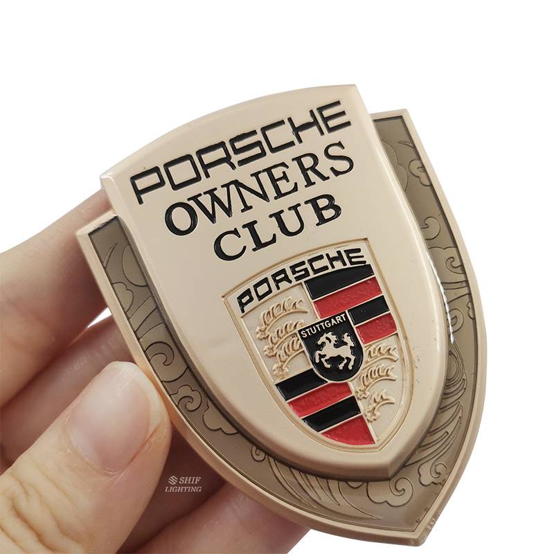 1 X Metal PORSCHE Owners Club Logo Car Auto Side Decorative Emblem Badge Sticker Decal For PORSCHE