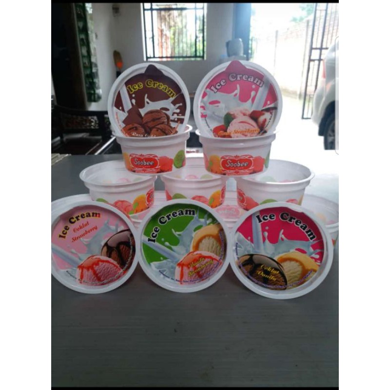 1 dus cup soobee lengkap tutup sendok diameter atas 6.8cm