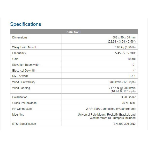 Ubiquiti AMO 5G10 AirMax Omni 5Ghz 10dBi