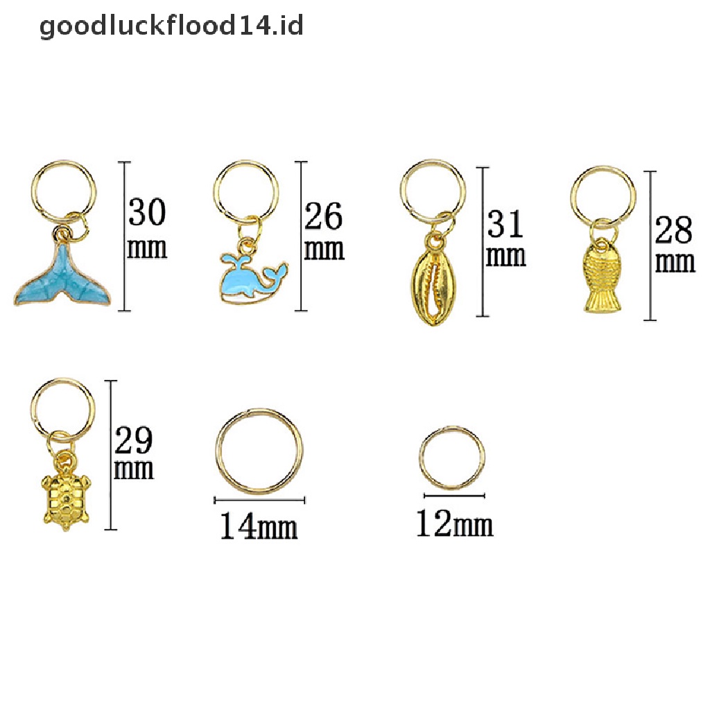 [OOID] 50Pcs/Set Ocean Animal Pendant Dreadlock Hair Braid Pins Rings Clips Jewelry ID