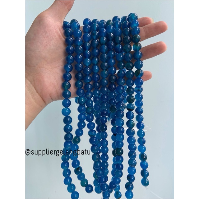 batu dyed carnelian biru batu perhiasan fashion 10mm beads findyka acc