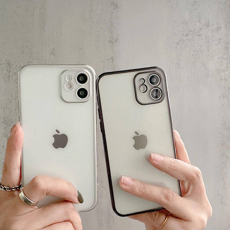 Soft Case Silikon Transparan Frosted Electroplating Untuk iPhone 13 12 11 Pro MAX Mini X XS MAX XR SE 2022 2020 6 6S 7 8 Plus