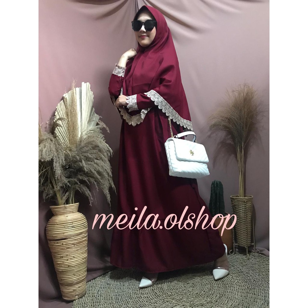 Nabila Set Renda/Baju Syar'i Murah/Gamis Renda Terbaru