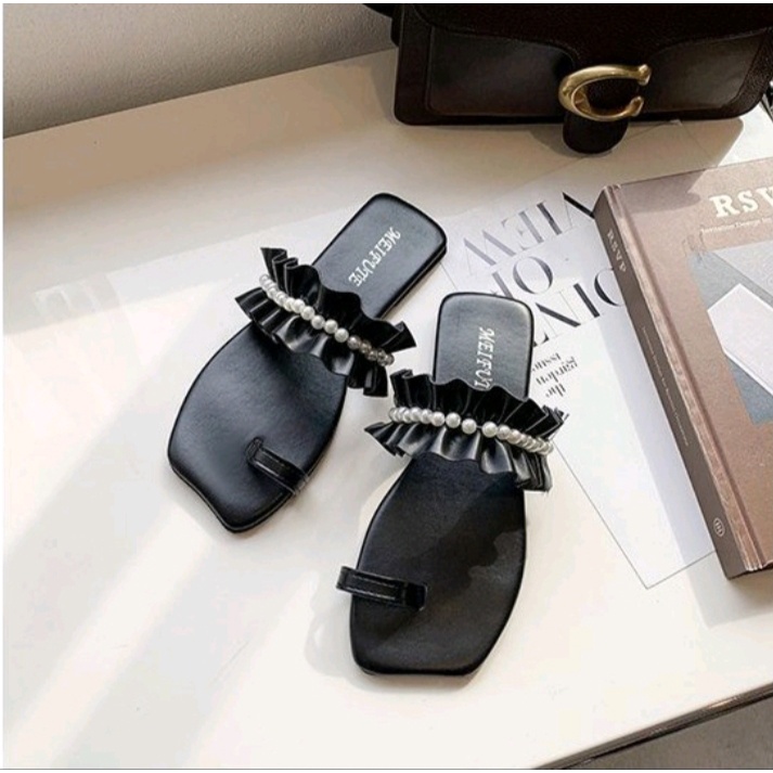 SANDAL FLAT WANITA MUTIARA DERET JEPIT JEMPOL CKL 03