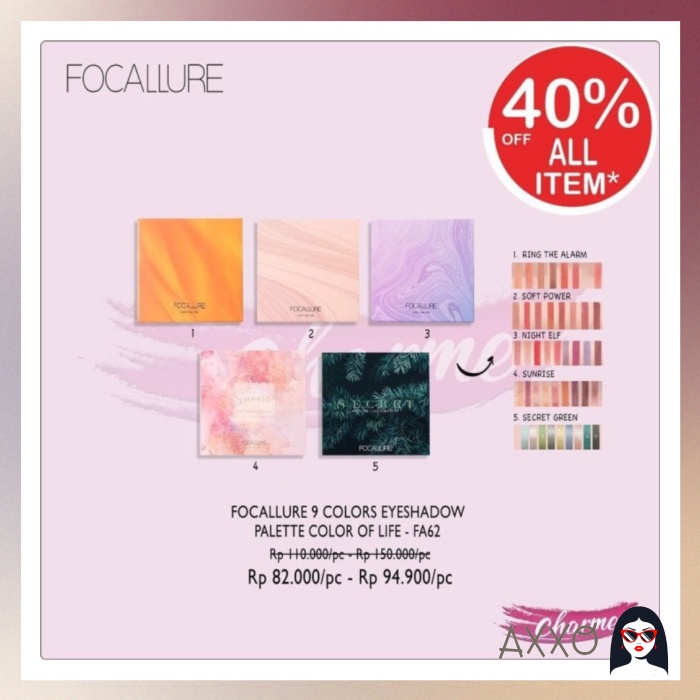 Image of [TERBARU] READY JKT! FOCALLURE NEW 9 COLORS EYESHADOW PALETTE WITH MIRROR FA62 - NIGHT ELF #0
