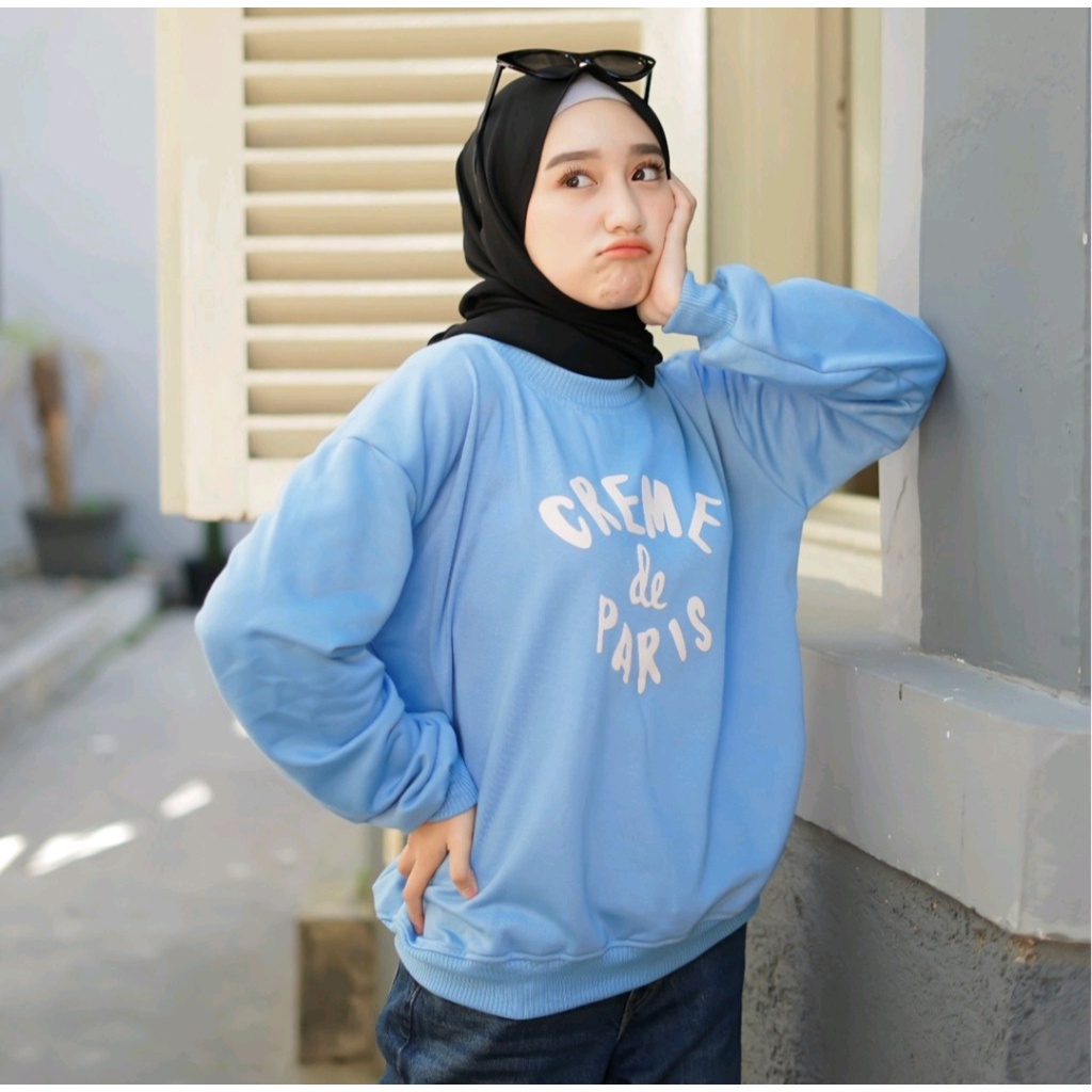 CREME IS PARIS SWEATER OBLONG CREWNECK WANITA