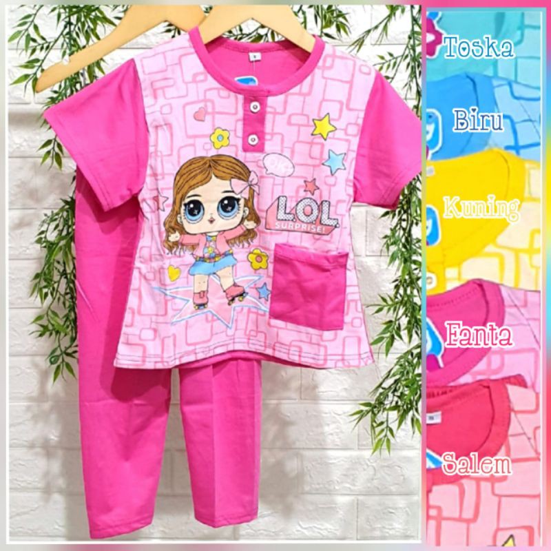 SETELAN BAJU TIDUR PIYAMA ANAK CP DEDINA KANCING 2-10 TAHUN/ SETELAN HARIAN ANAK PEREMPUAN LOL