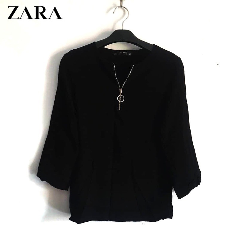 Jual ZARA Baju Blouse Wanita Hitam Second Bekas Original Branded ...