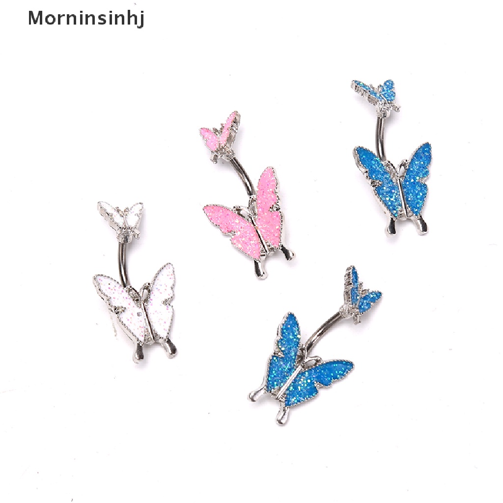 1 Pc Cincin Tindik Pusar Desain Double Butterfly