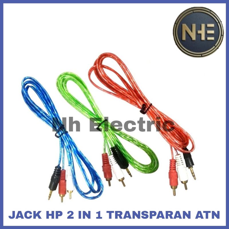 Kabel Jack Rca 2-1 Transparan 2 Male To 1 Male Aux 3,5mm - Jack Hp 2-1 Trans Atn