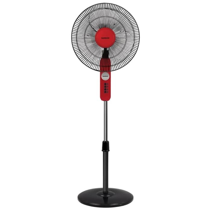 Kipas Angin 2 in 1 Sanken FS-715-BR Berdiri dan Meja, Hitam-Merah, 16 Inci