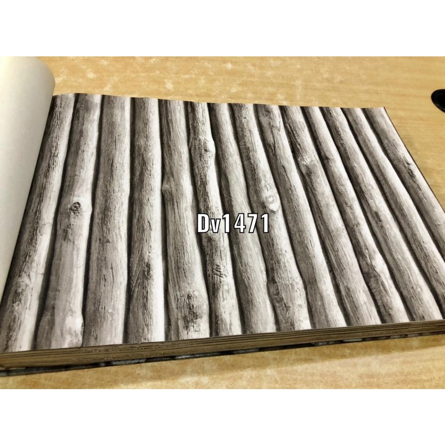 WALLPAPER DINDING MOTIF POHON KAYU COKLAT NATURAL 3D ROCK
