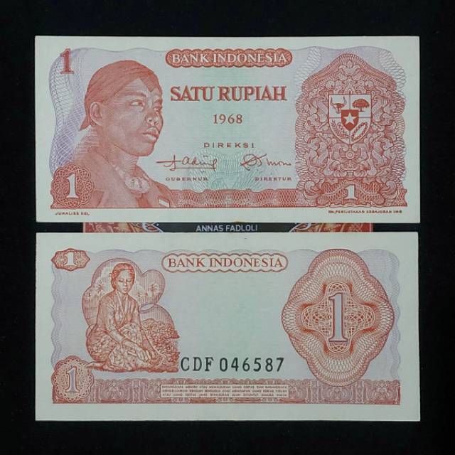 (GRESS) Uang kuno 1 rupiah jendral sudirman tahun 1968 bahan mahar nikah 21 rupiah 2021 rupiah