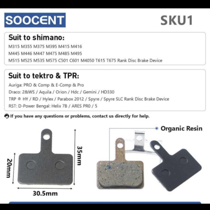 Soocent kampas rem Sepeda Brake pads for Shimano M445 M355 M395-SZ911