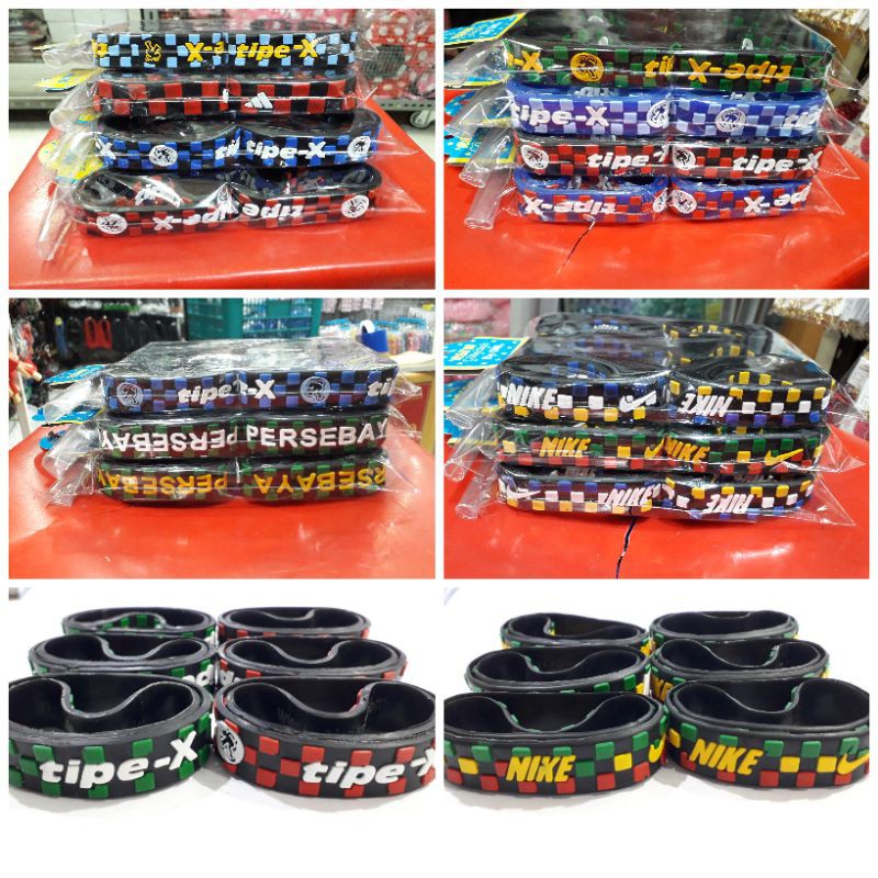 Gelang Karet 18mm Kotak Catur Sport TipeX Slank Per Lusin Grosir