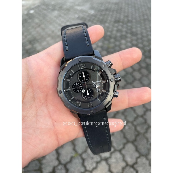 Jam Tangan Alexandre Christie Ac 6410 Original Full Black Pria Kulit