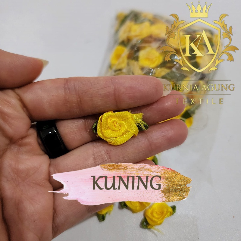 Bunga Kucai Mini / Bunga Mawar Kucai Isi -/+ 144 pcs aplikasi pita souvenir bahan craft