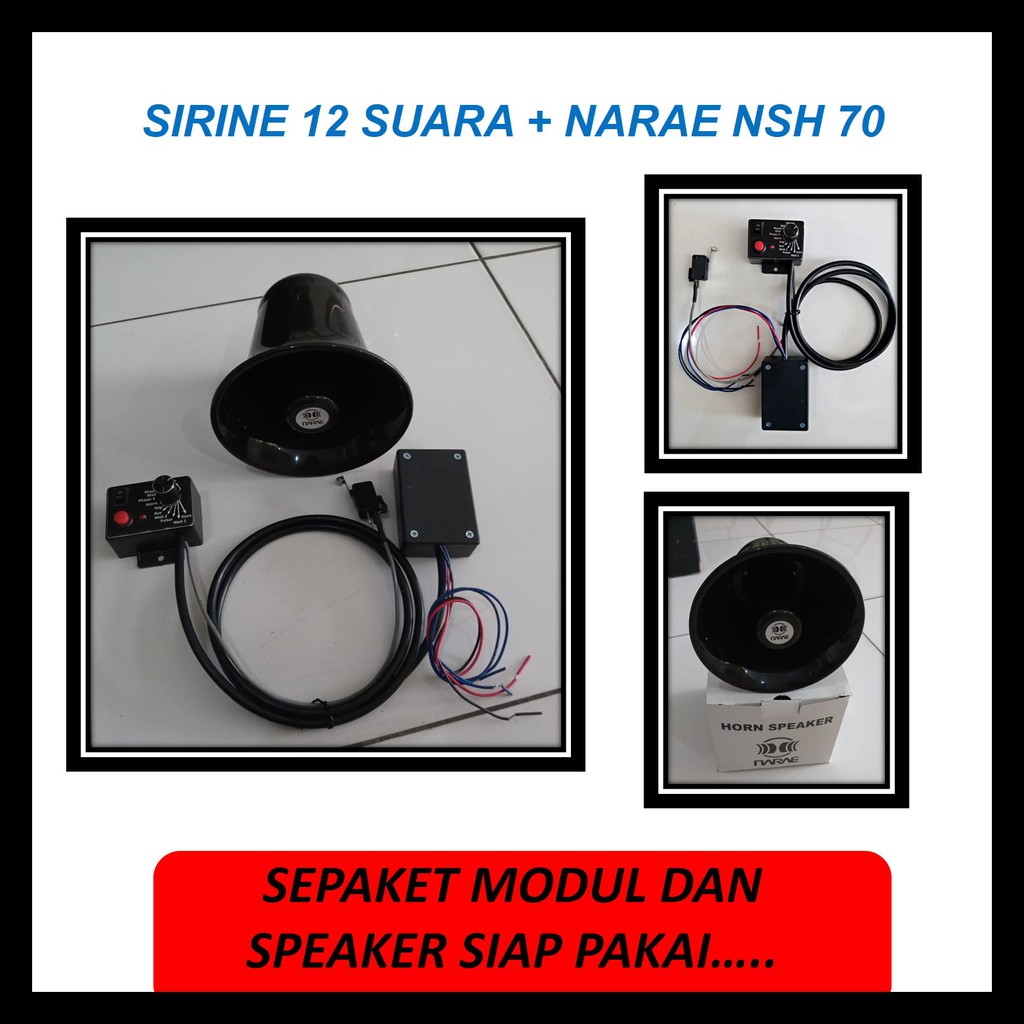 Sirine 12 Suara + Speaker NARAE NSH 70, Paket sirene TOA Patwal, Paket Lengkap Klakson Sirene