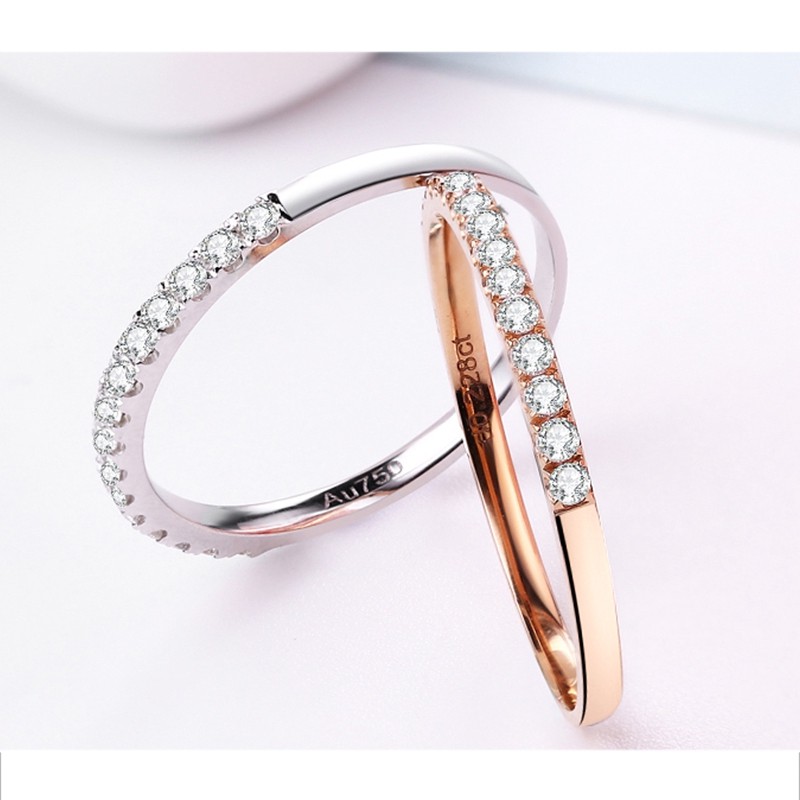  Cincin  Titanium Steel Warna  Rose  Gold  Hias Berlian 