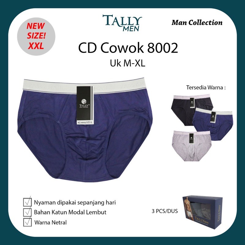 TALLY CD CELANA DALAM PRIA/REMAJA COWOK 8002 I KATUN MODAL | SIZE M-XXL (HARGA PER PCS)