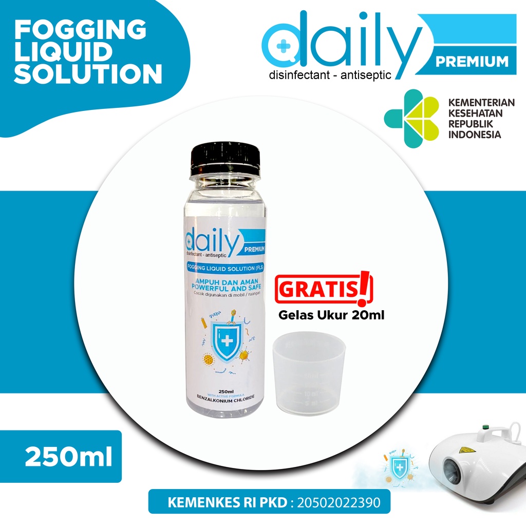 DESINFEKTAN FOGGING DAILY PREMIUM FOGGING LIQUID SOLUTIONS (FLS) 250ML KHUSUS MESIN FOGGING ASAP