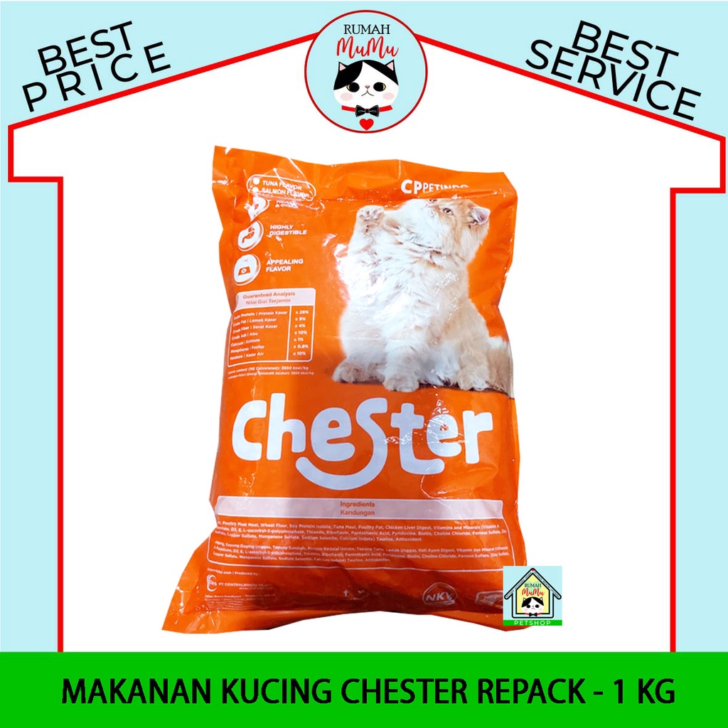 MAKANAN KUCING MEREK CHESTER REPACK 1 KG