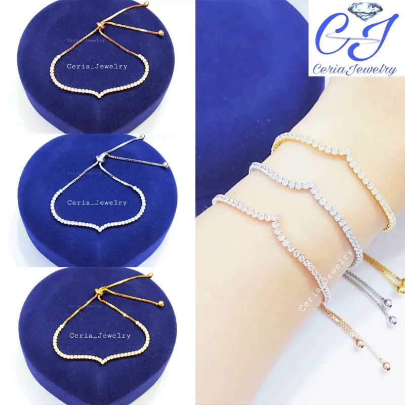 Gelang Perak Asli Silver 925 Lapis Emas Asli Putih Model Gelang Serut Aurel/ Nagita/Pasung - Perhiasan Perak Wanita