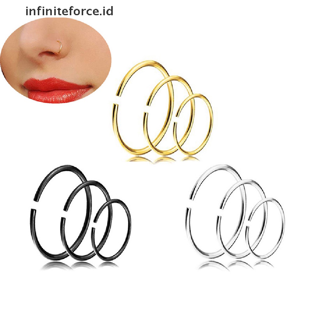 9 Pcs / Set Cincin Tindik Tubuh Hidung Bibir Bahan Stainless Steel