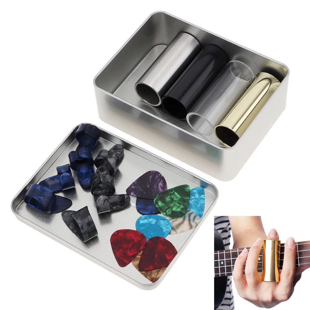 22pcs Pick Gitar Bahan Stainless Steel Dengan Kotak