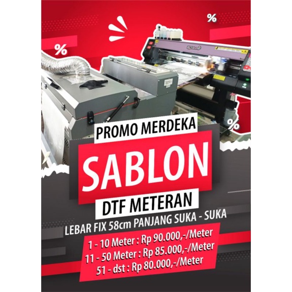 Cetak Sablon Custom DTF SIAP PRESS Satuan dan Meteran