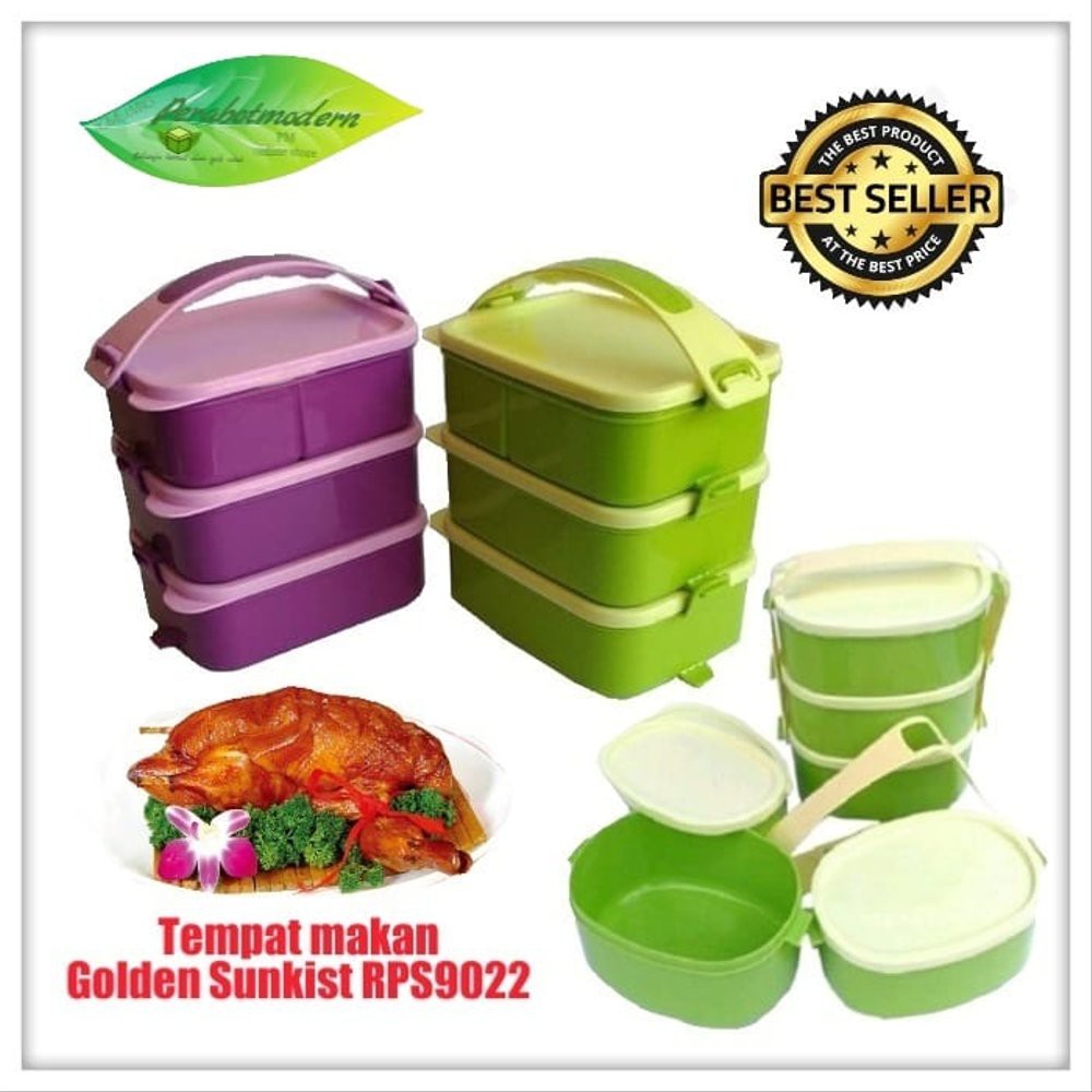 [DEASTORE] RANTANG GS SUSUN 3 - GOLDEN SUNKIST - LUNCH BOX ANAK 3 LAYER - BPA FREE - RPS 9022