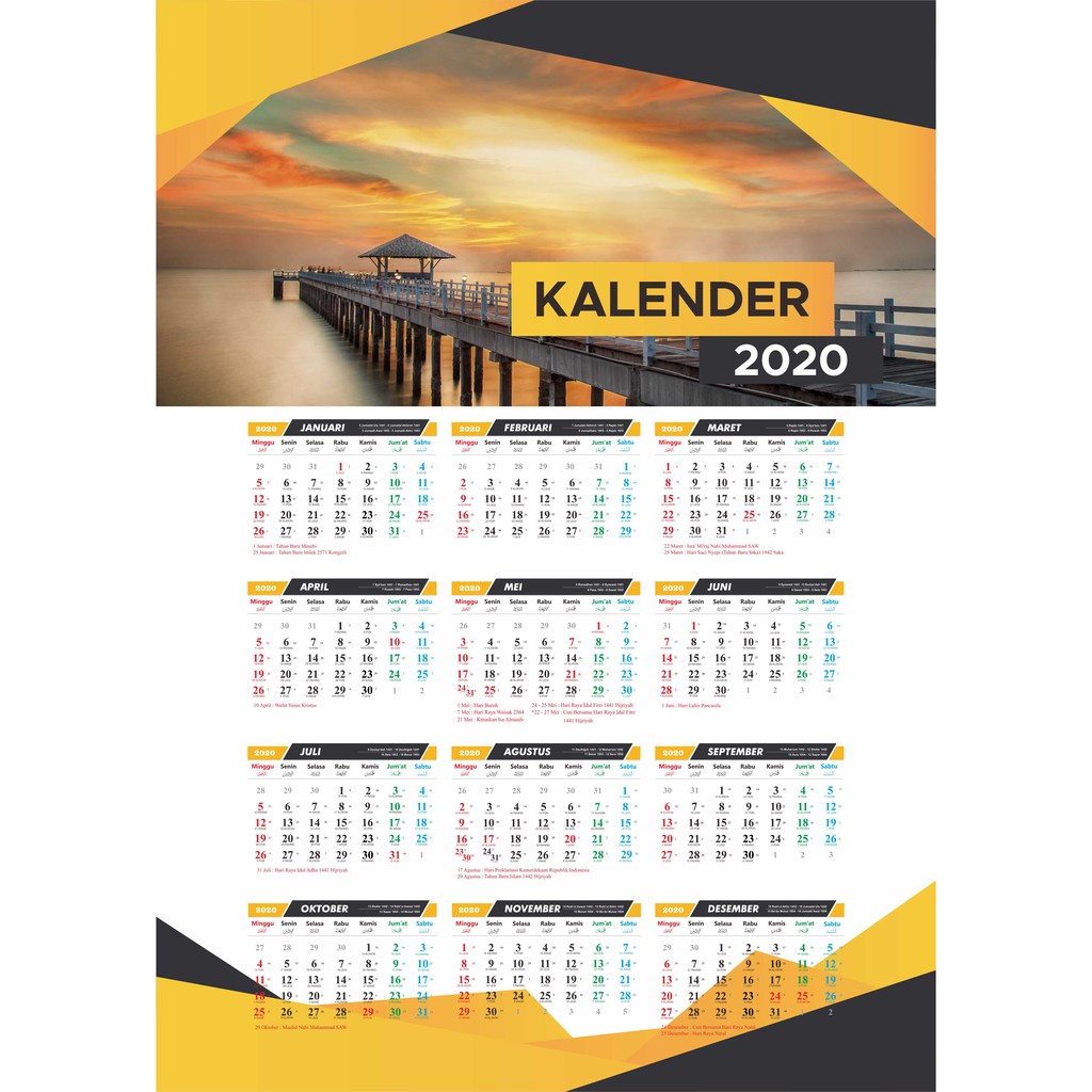 Kalender 2020 Sunset Clc03 Kalender Dinding Custom