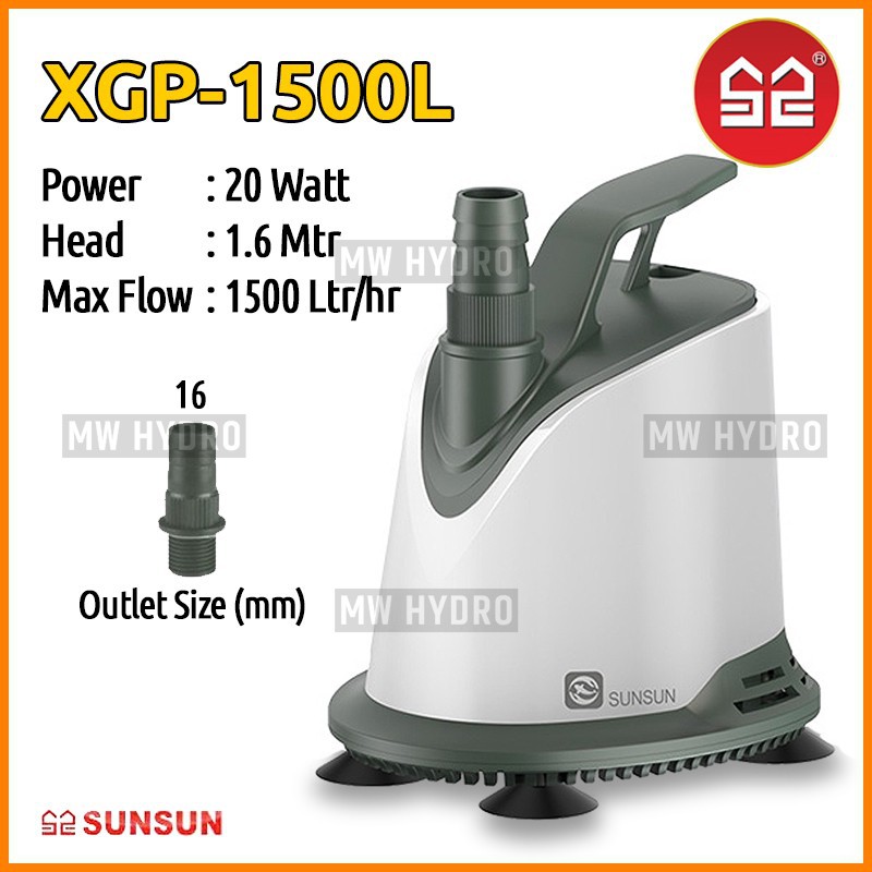 SUNSUN XGP-1500L, Submersible Water Pump, Bottom In - Pompa Air Celup