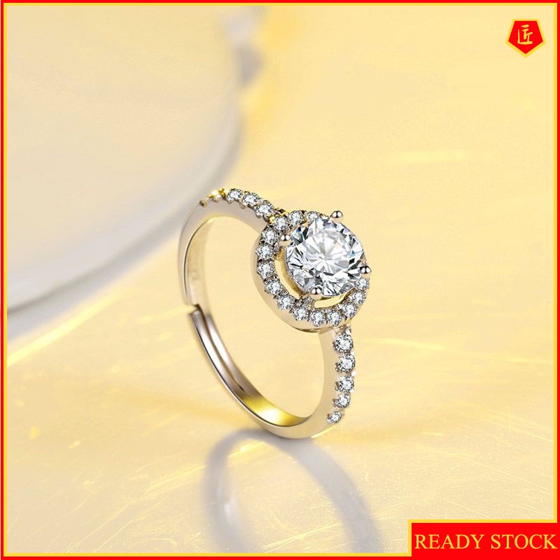 [Ready Stock]High-End Luxury Moissanite Ring Female Personality Trend