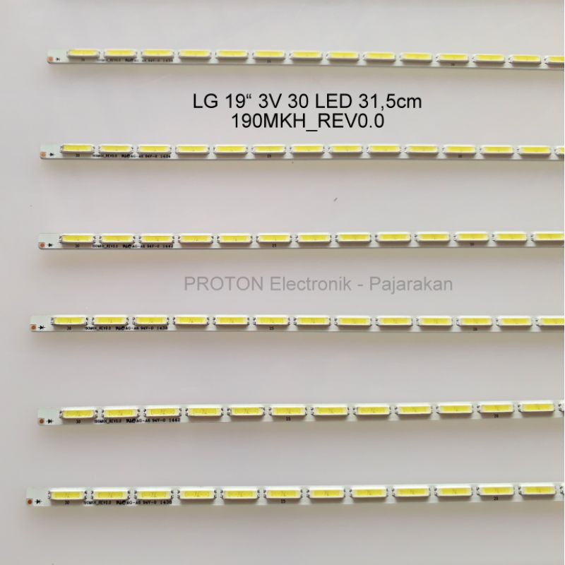 Lampu Backlight TV LG 19 inch 30 LED SMD 3V 31.5cm 45V . 190MKH rev0.0 94V-0 6pin 4mm