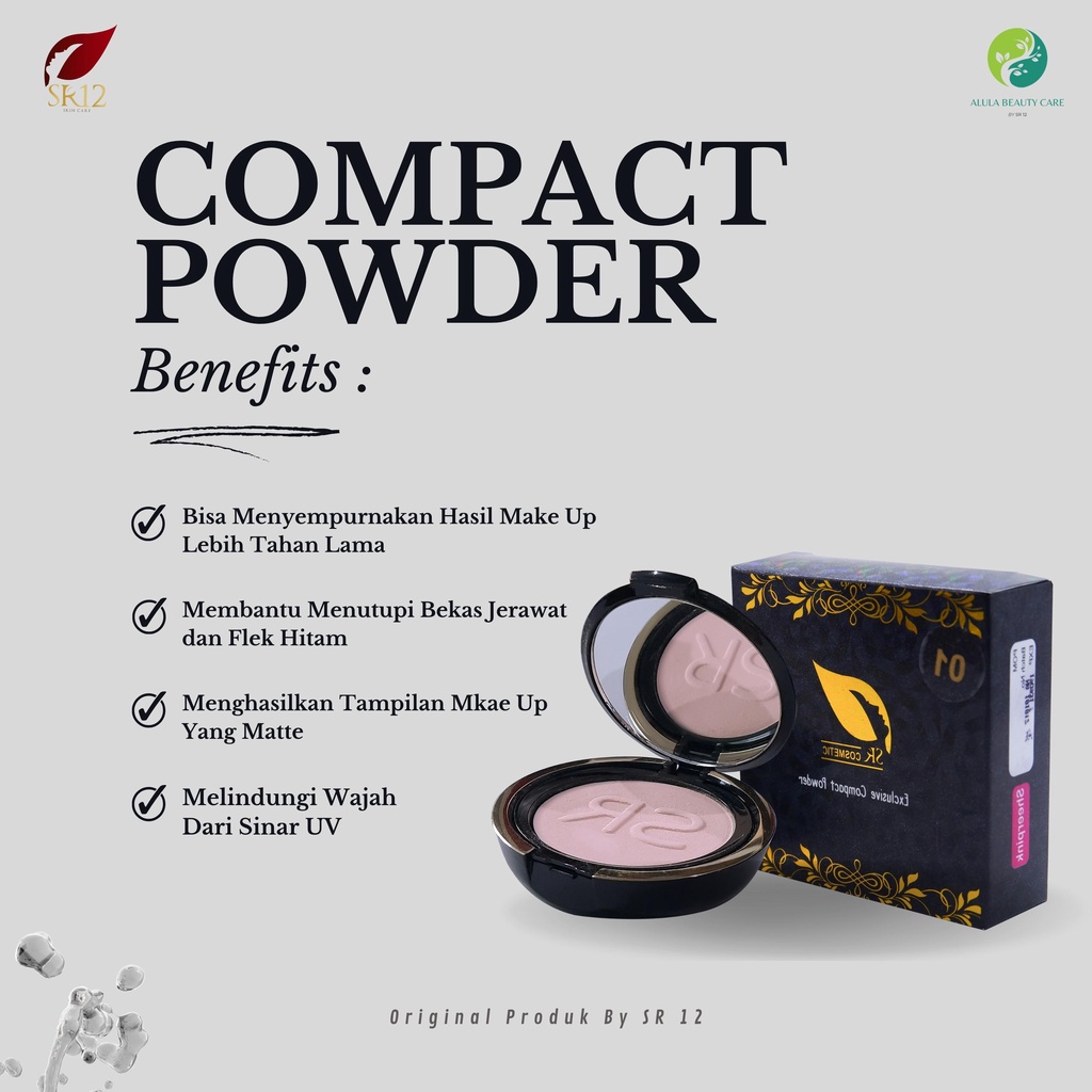 Compact Powder Exclusive Bedak Dasar Natural Sheerpink Wanita Anti Flek Hitam Tahan Sinar Uv Original Premium 14 Gram