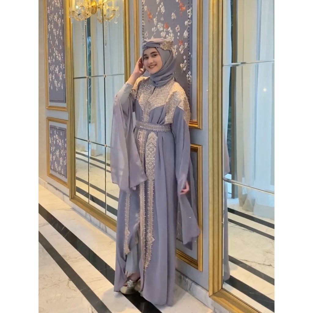 Kaftan Wanita Lebaran | Kaftan Putih Premium | Kaftan Jumbo Mewah Pesta | Kaftan Premium Import | Ka