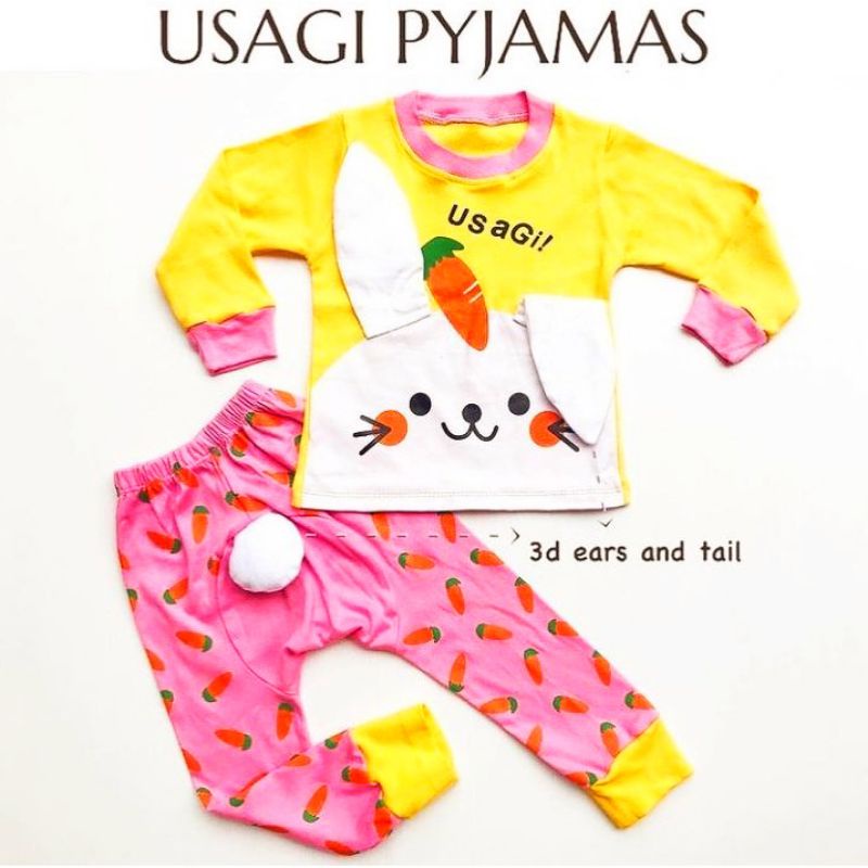 Setelan piyama anak karakter lucu 3D 1-2,5 tahun premium USAGI PYJAMAS