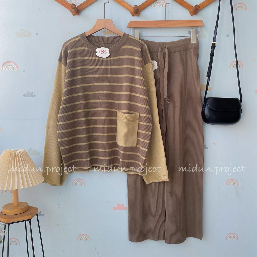 ELMIRA STRIPE KNIT | SETELAN RAJUT KOREAN STYLE