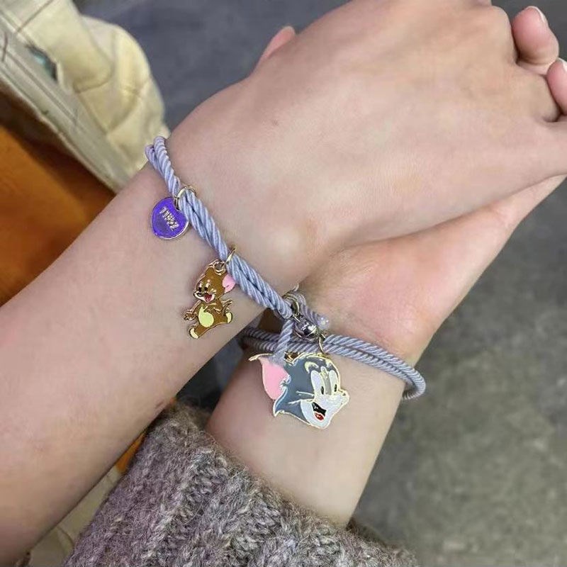 (2 pcs)kartun lucu gelang couple busana sederhana gaya Korea