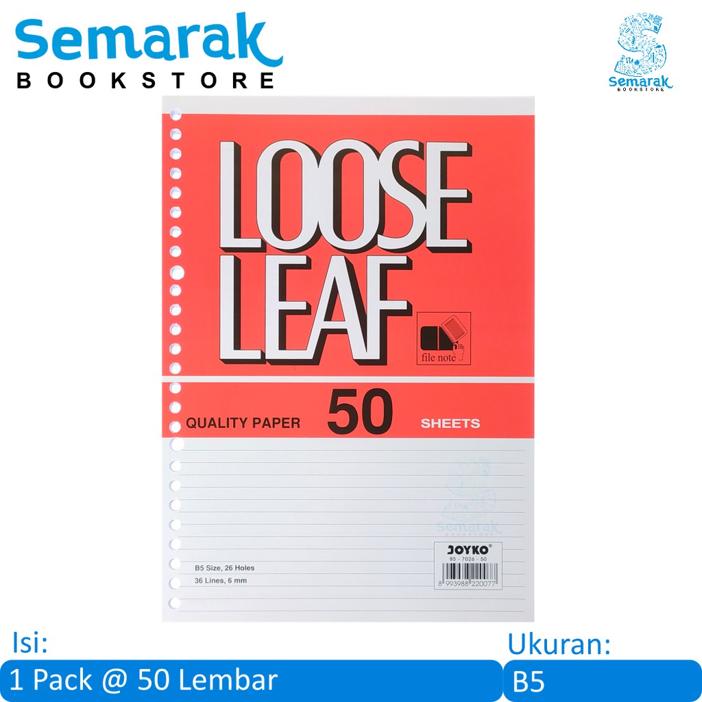 

Kertas Binder Joyko 7026 Loose Leaf B5 [1 Pack@ 50 Lembar]