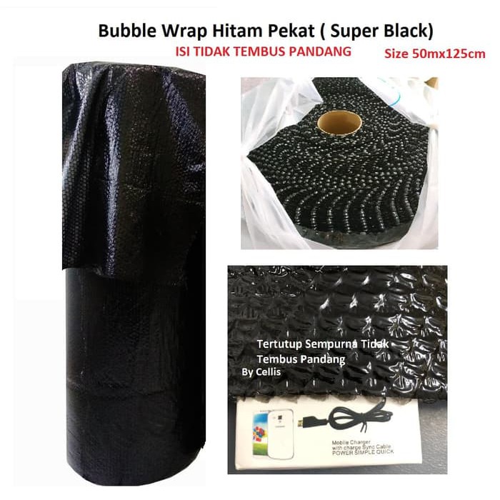 

Plastik Bubble Wrap HITAM PEKAT 50m X 125cm TIDAK tembus pandang L1