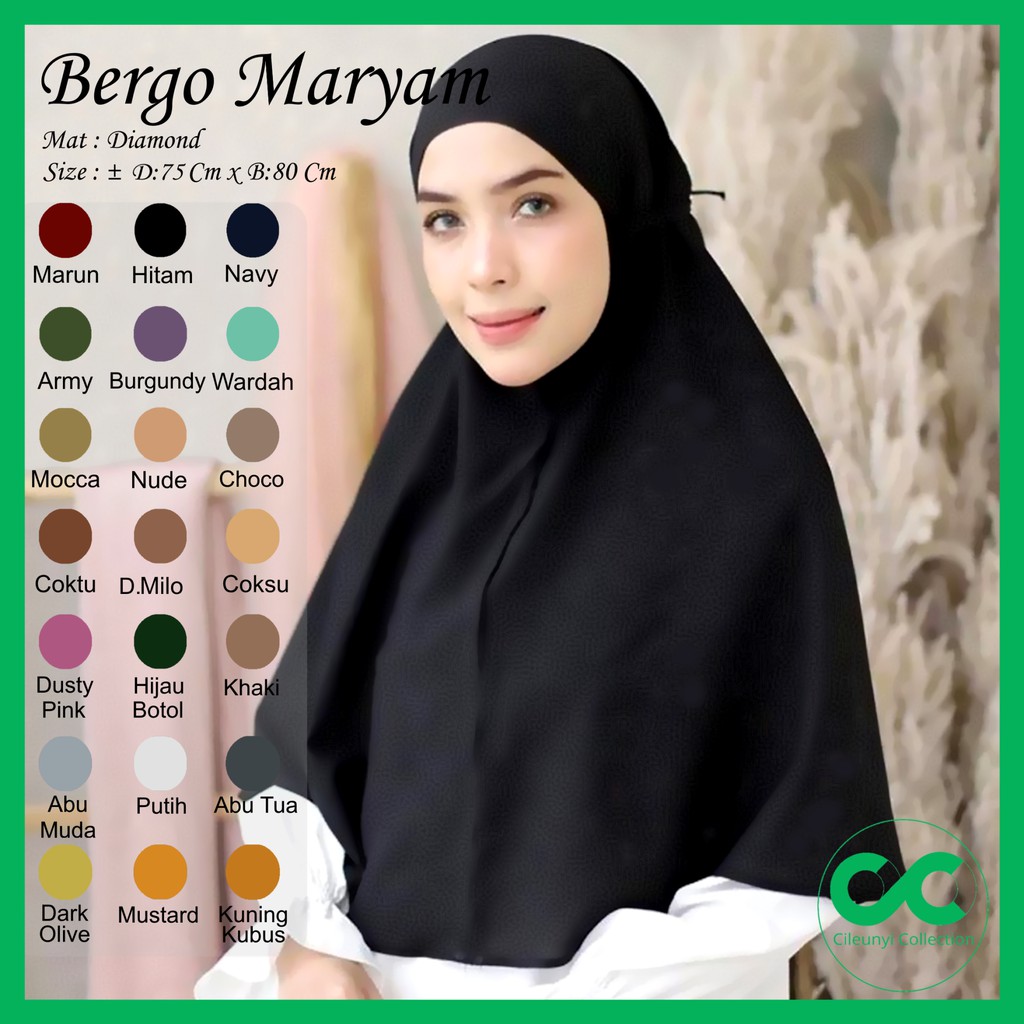 Jilbab Original Bergo Maryam Diamond Tali by Cileunyi Collection HIjab Khimar Amira Diamond Instan