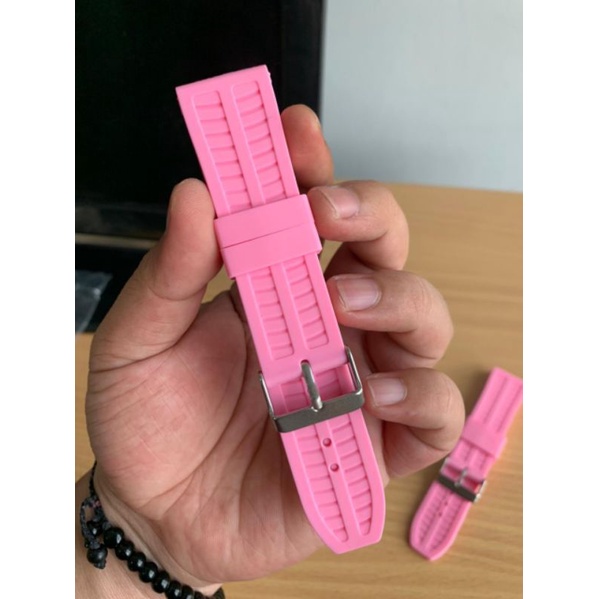 Strap Tali Jam Tangan Karet Tebal pink 24MM berkualitas