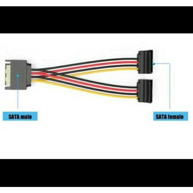 SKU-1281 KABEL SATA 15 PIN MALE TO DUAL FEMALE SPLITTER CABANG MODEL L