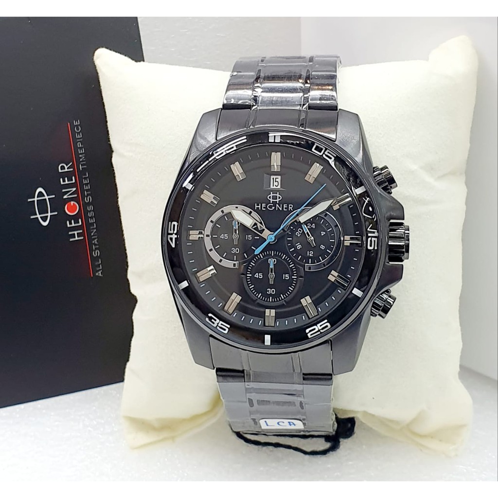 JAM TANGAN PRIA ORIGINAL HEGNER 9001 CHRONOGRAPH STAINLESS